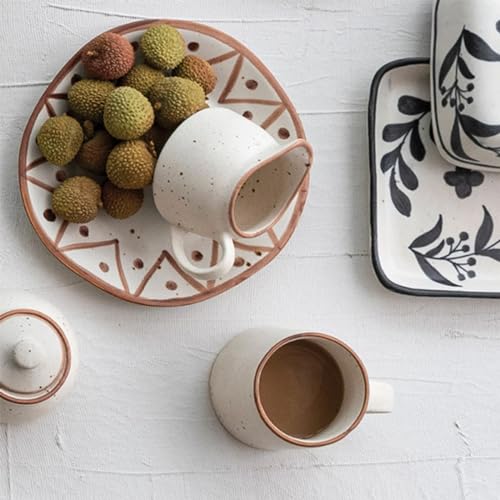 Mug de loza 10 onzas color crema jaspeado miniatura 3