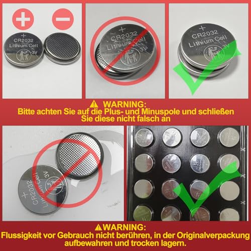 CR2032, POWEROWL CR2032 knopfzelle 3v Lithium Batterien 20 Stück, DL2032/ KCR2032/ BR2032/ ECR2032 Gerätebatterien – Ansicht 4
