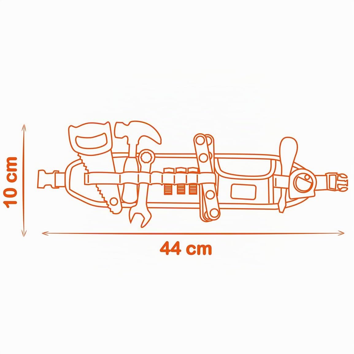 Smoby - Black+Decker - Cinturón de Herramientas - Correa Ajustable - 14 Accesorios - Sierra, Destornillador, Llave combinada, Cinta métrica, Tornillos, Reglas, Tuercas - A Partir de 3 años