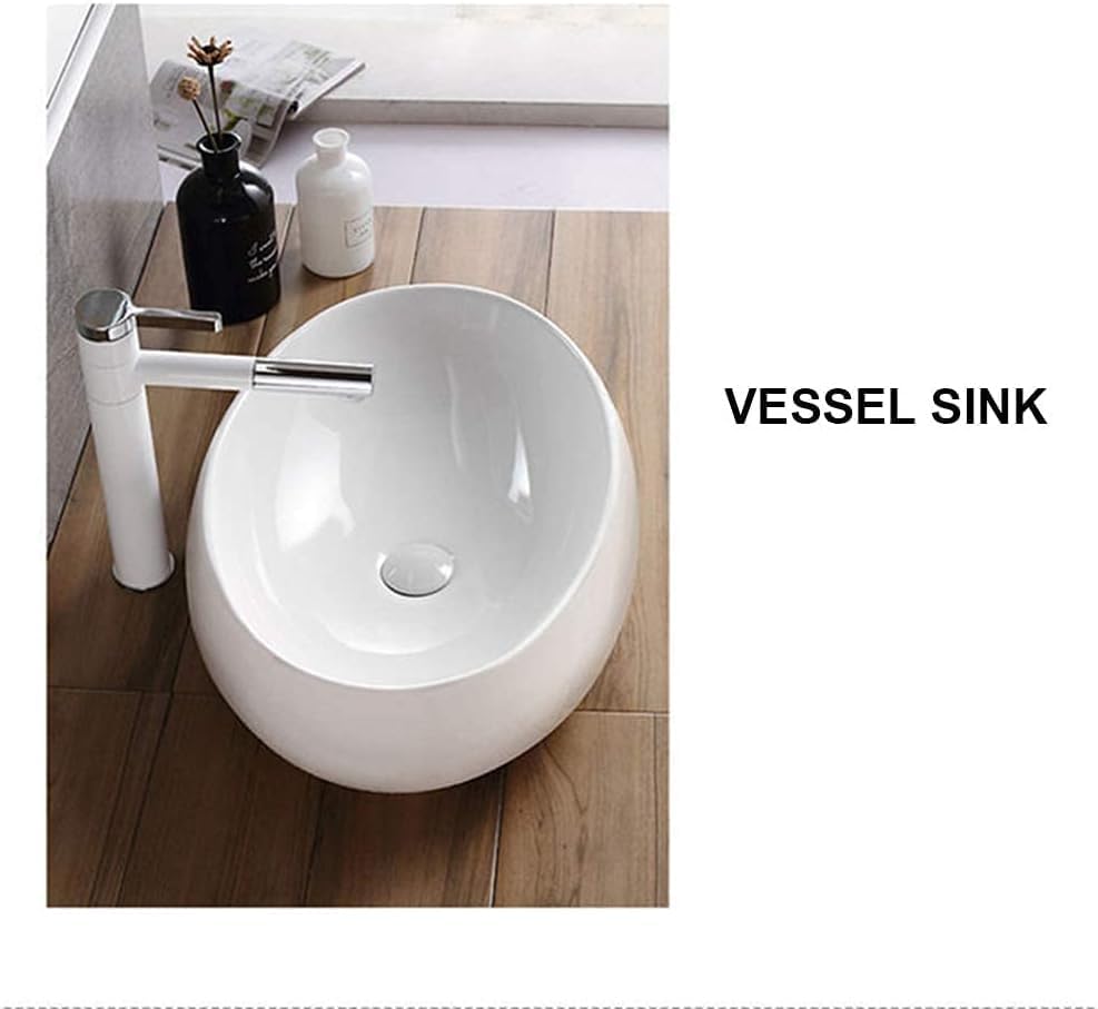 Image of Designer Counter Top Wash Basin | Tabletop Ceramic Bathroom Sink | Wash Basin Over Counter | Wash Basin For Bathroom, Living Room (24 x 15 x 6 Inch) (Glossy White)