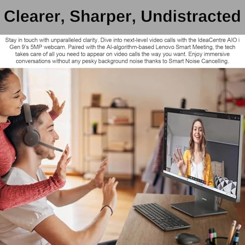 Image of Lenovo IdeaCentre 27 Inch AIO Desktop, FHD Touchscreen, AMD 8-Core Ryzen 7 7735HS (Base 3.2GHz), 16GB DDR5 RAM, 512GB SSD, Windows 11, WiFi 6, Wireless Keyboard & Mouse, Wireless Charging Base