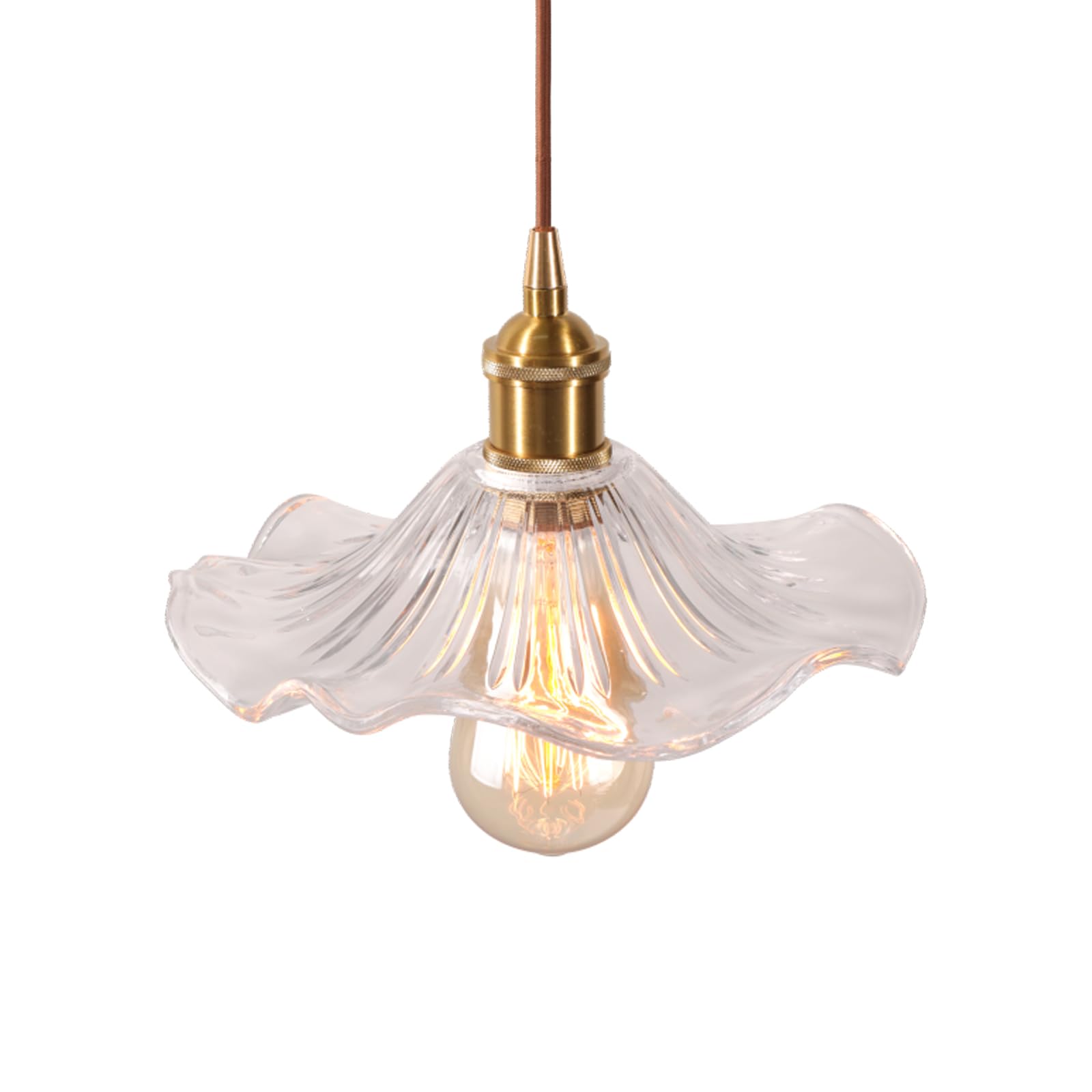 Lustre Luminaires en Verre Intérieure, Lampe Suspendue Moderne E27, Vintage Laiton Doré Suspension Plafonniers pour Cuisine Cuisine Salon Chambre