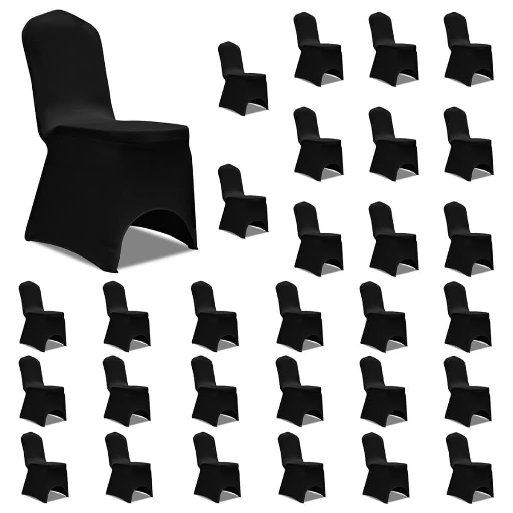 vidaXL 30x Chair Cover Stretch Black Folding Universal Kitchen Dining Wedding Banquet Conferences Trade Show Party Stretch Fit Slipcover