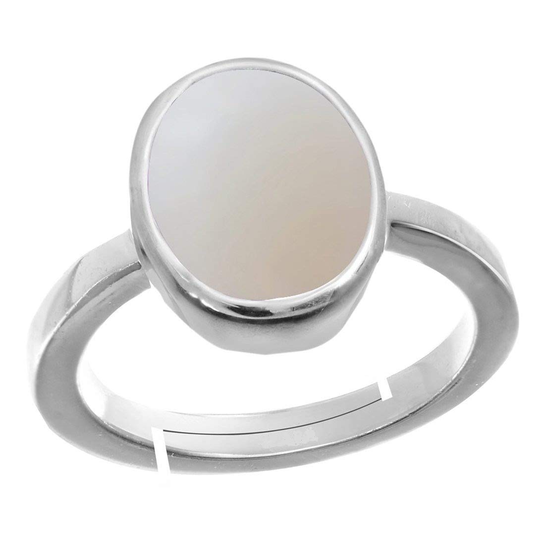 GenericAARTI_FASHION || White Opal Astrological Purpose Loose Gemstone Panchdhatu Silver Plated Ring for Man and Women