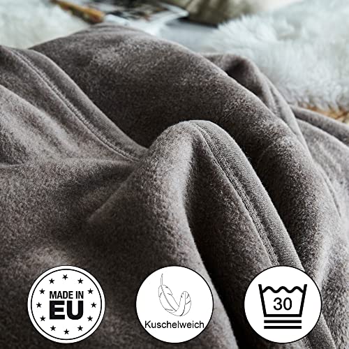 Ibena Porto Sofaschoner 75x200 cm - weich, strapazierfähig & maschinenwaschbar, Sofaschutz Taupe einfarbig