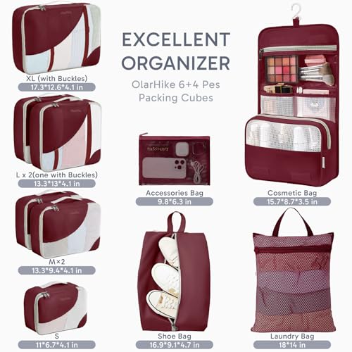 Image of OlarHike 10 Set Packing Cubes for Travel,Gifts for Women Mom,Anti-Tearing Suitcase Organizer,with Over 1000 pcs Mesh Holes,Vacation Essentials & Accessories for Cruise Ship