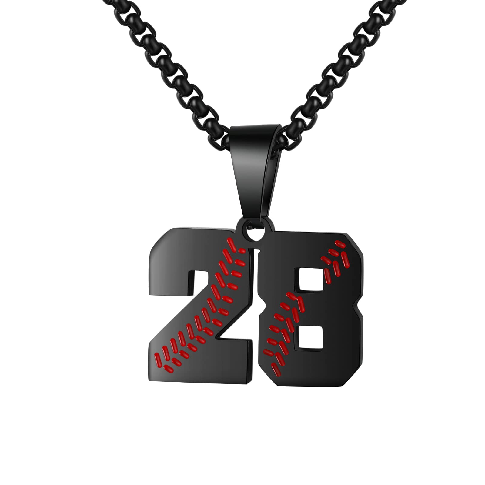 AIAINAGI Baseball Number Necklace - Stainless Steel Chain Pendant for Men Athletes 00-99 Jersey Number Gift