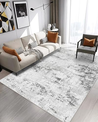 Area Rugs 5x7 Living Room: Large Modern Abstract Washable Rug Soft Anti-Skid Non-Shedding Carpet Indoor Floor Thin Carpets for Bedroom Dining Room Farmhouse Nursery Home Office White Grey Black