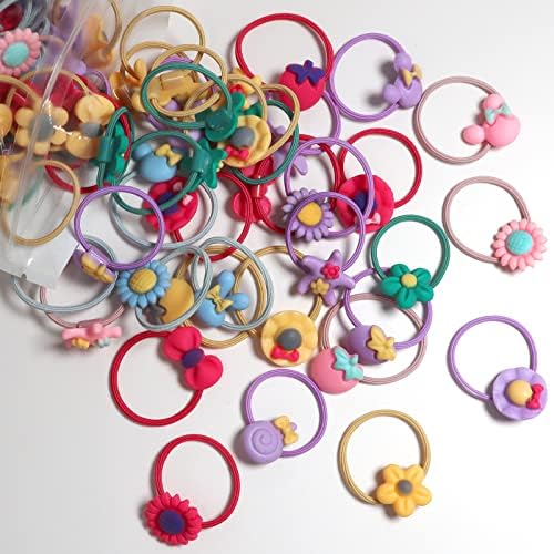 120pcs (60 pairs) Mix Colors Girl's Elastic Hair Ties Soft Rubber Bands Hair Bands Holders Pigtails Hair Accessories for Girls Infants Toddlers Kids Teens and Children