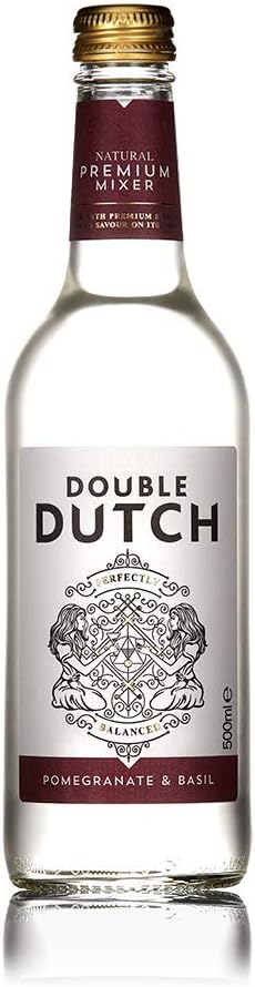 Double Dutch Pomegranate and Basil Flavoured Tonic Water, 8 x 500ml, Low Calorie Perfect Mixer for Cocktails, No Artificial Colours Preservatives or Flavours, 500ml Bottles (Pack of 8)