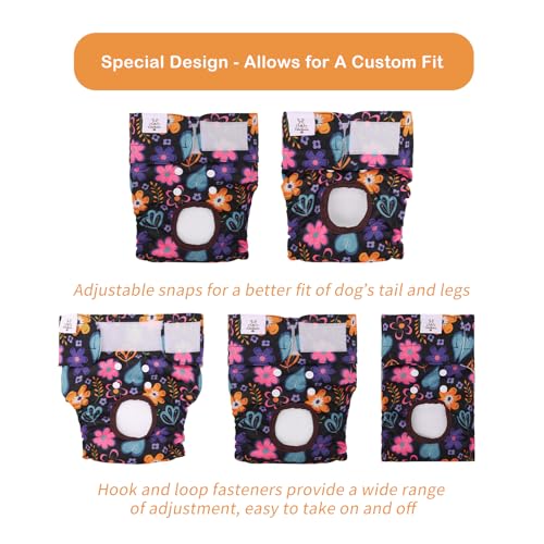 Image of CuteBone Dog Diapers Female Washable Small Medium Large 3 Pack Reusable Doggie Diapers Puppy Period Pants for Doggy Heat Cycle Peeing