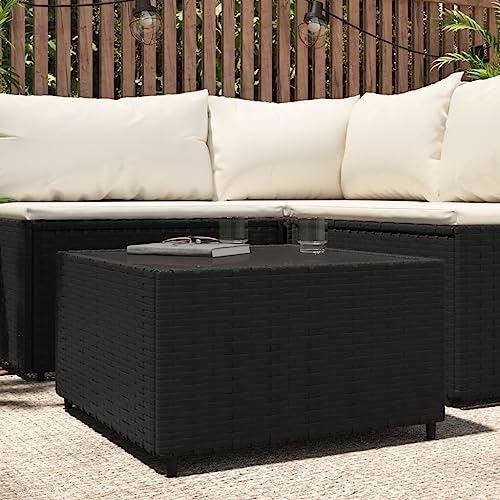 Générique Table Basse de Jardin Carré Noir 50x50x30 cm Résine tressée,Meubles,Mobilier de Jardin,Tables de Jardin,Noir,5.1 KG,319857