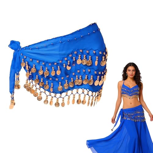 Ceinture Danse Orientale Femme Écharpe de Hanche de Danse du Ventre Foulard avec 90+ Pièces d'or Costume Accessoires Écharpe Déguisement, pour Spectacles, Fêtes,...