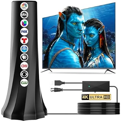 2026 TV Antenna Indoor,Antenna for Smart TV 2500+ Miles Range,HDTV Antennas for Local Channels 360° Signal Booster Reception,Portable Antenna Indoor Outdoor Support 8K 4K 1080p All TVs-25FT Coax Cable