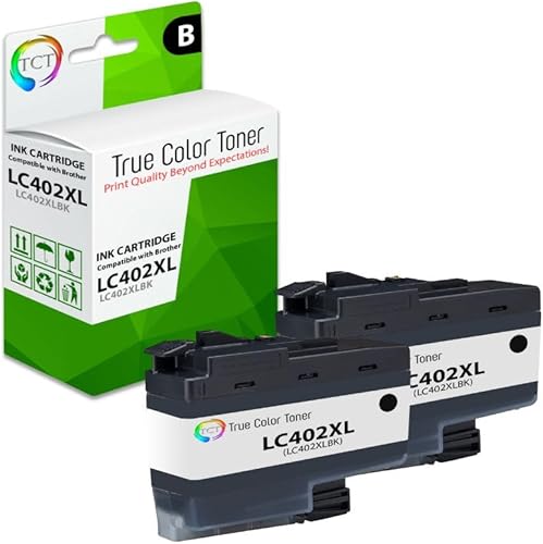 TCT Cartucho de tinta de repuesto prémium compatible para impresoras Brother LC402XL LC402XLBK, color negro, alto rendimiento, funciona con