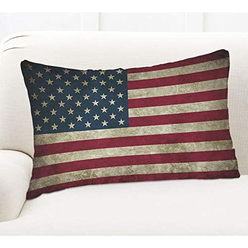 Ekobla Throw Pillow Cover Rustic Usa Flag Vintage American Flag Patriotic Striped Design Stars Old Aged Grunge Art Decor Lumbar Pillow Case Cushion For Sofa Couch Bed Standard Queen Size 20X30 Inch #TOP4