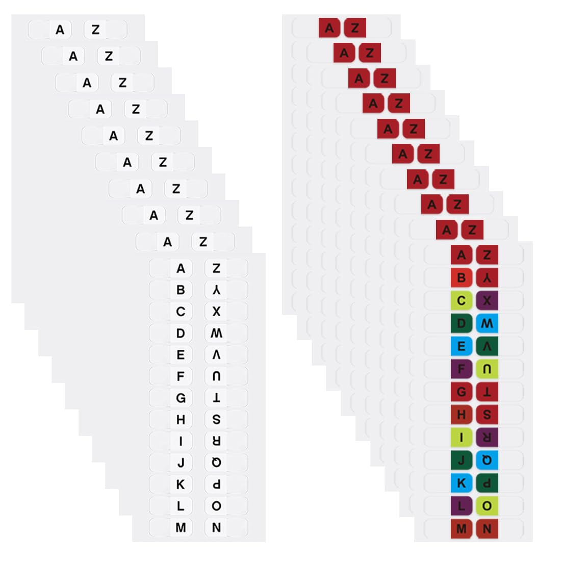 Pegatinas con letras blancas A-Z, etiquetas autoadhesivas para libros y cuadernos