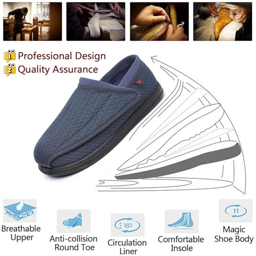 Diabetic Shoes,Shoes for Swollen Feet,Edema Footwear,Magic Stickers Adjustable Slippers,Widened and Adjustable Comfortable Flat Walking Shoes for Men or Women4