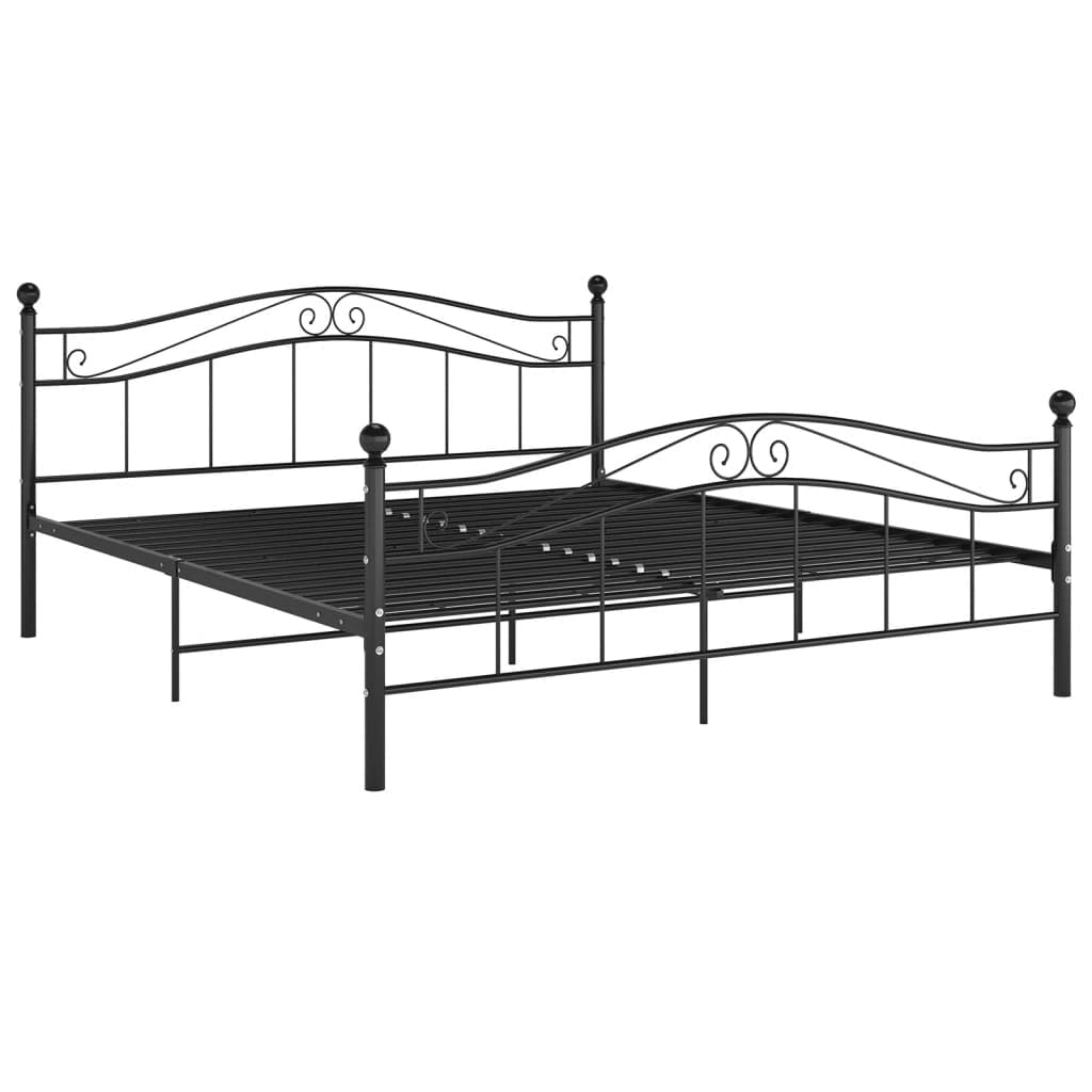 vidaXL Estructura de Cama Dormitorio Habitación Muebles Mobiliario Matrimonio Cuarto Descanso Robusta Duradera de Metal Negro 200x200 cm