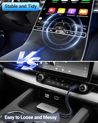 Image of vnilrgle Wireless CarPlay Adapter for Apple iPhone（2026 Upgraded） Mini Design, Converts Factory Wired to Wireless Adapter for CarPlay, Plug and Play, Auto Connect Fast and Stable(Black)
