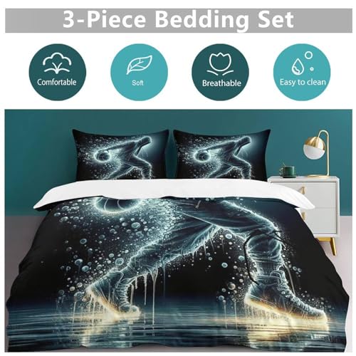 Housse de couette basket-ball 220x240 parure de lit 3 pièces coton microfibre