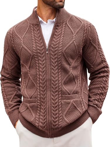 【CS】cable knit zip cardigan (brown) 51gznl2dSmL.jpg