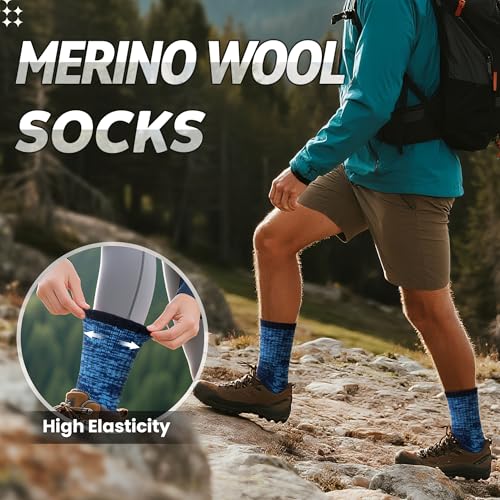 Eocom Merino Wool Hiking Socks for Women & Men Thermal Winter Warm Work Cushion Outdoor Crew Boot Socks 5 Pairs4