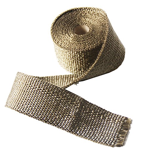 Image of LEDAUT Heat Shield Insulation with Ties for Pipe 16' Roll Titanium Motorcycle Exhaust Tape Thermal Protection