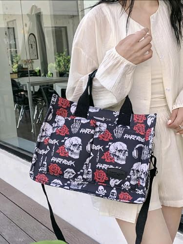 Image of Cherry Tote Bag for Women Canvas Patched Purse Cute Shoulder Bag Multi-Pocket Satchel Handbag for work travel