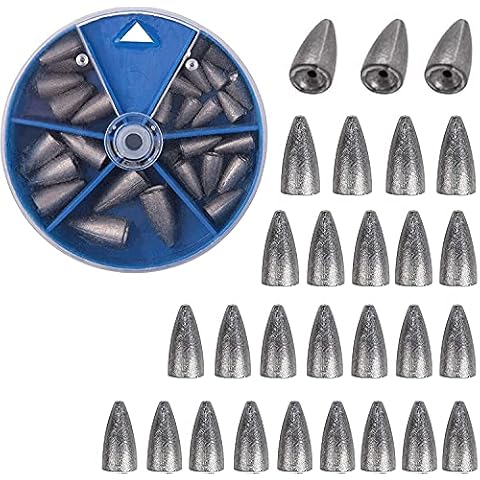 OROOTL Angelgewichte Bullet Blei Angelsets Angelblei Carolina Ready Rigs Gewichte Angeln Angelzubehör für Barsch Köder Zander Köder 29 STK Cover