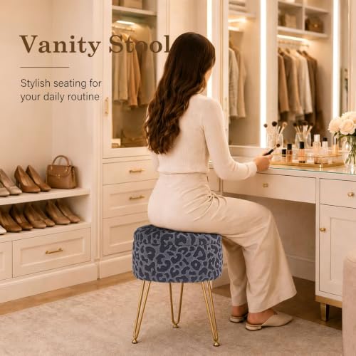 Image of Ottomans Round Ottoman with Storage Footstools Vanity Chair