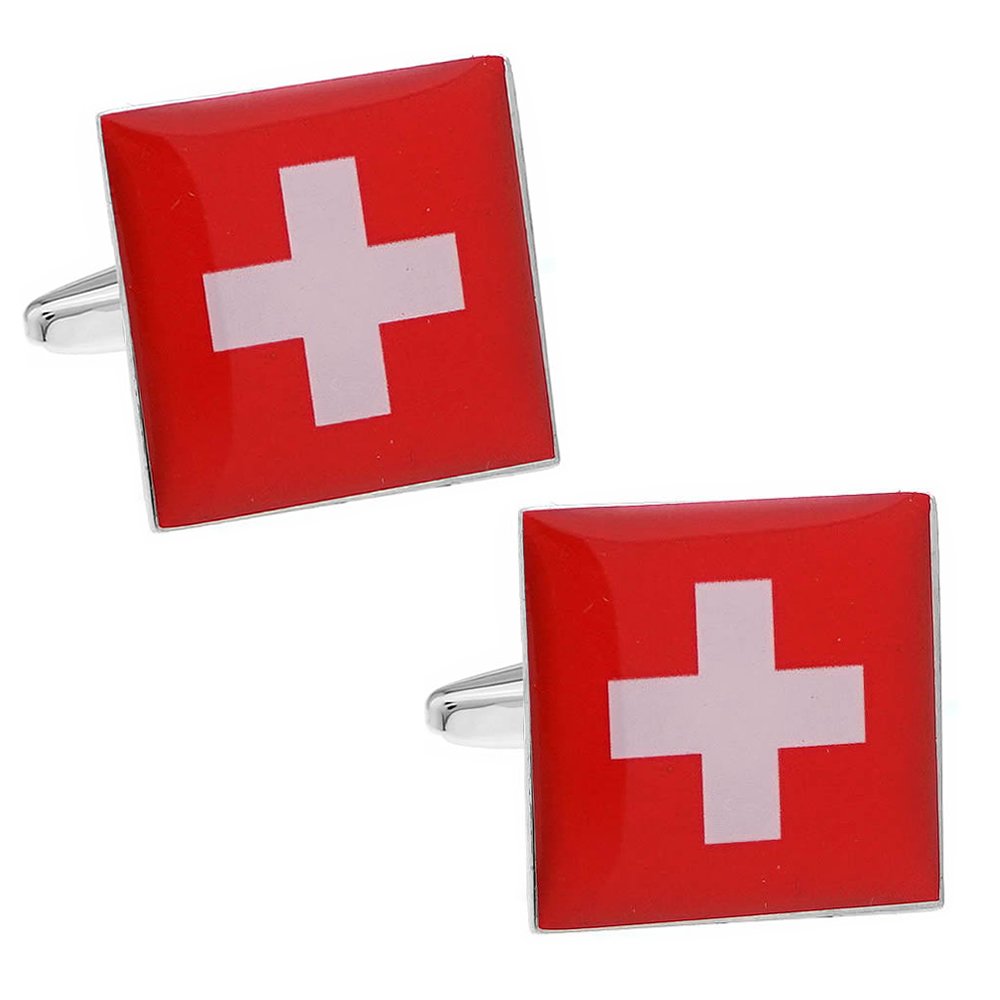 Cuffcuff CufflinksSwiss Flag Square Cufflinks