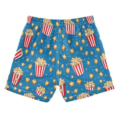 Kids Swimming Trunks, Anti Chafe Swim Trunks Boys 2T, Cute Popcorn Blue2