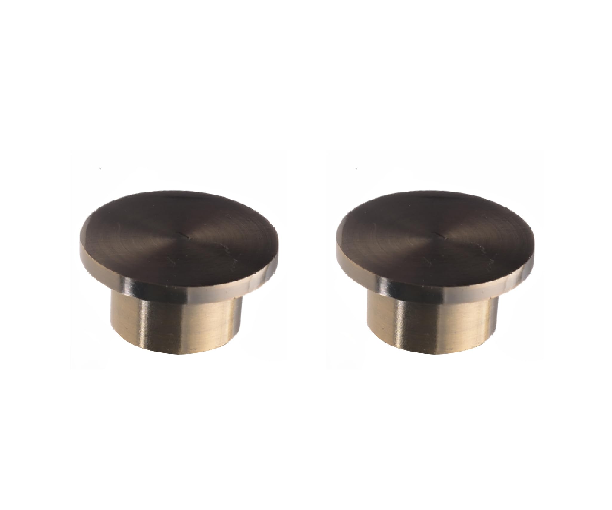 Lister Cartwright 28mm Curtain Pole Ends Finials Pack of 2 Adjustable Screws Antique Brass (Disc Stopper Finials)