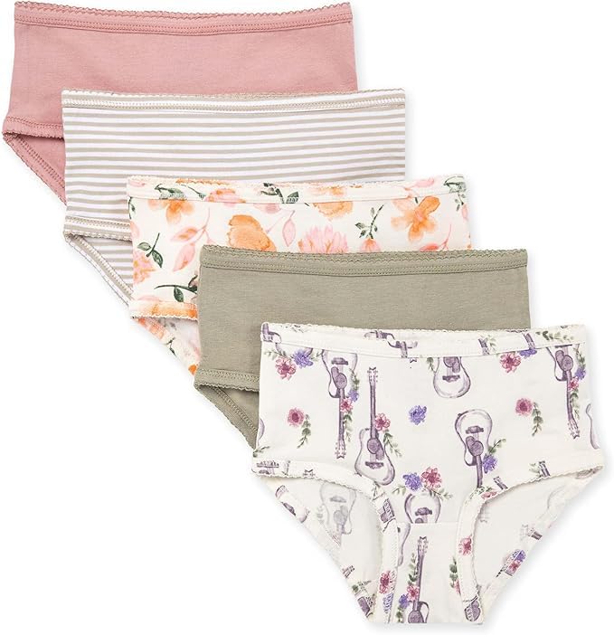 Burts Bees Baby Toddler Girls Underwear 5 Pack 100% Organic Cotton Panties for Girls Easy Stretch Undies