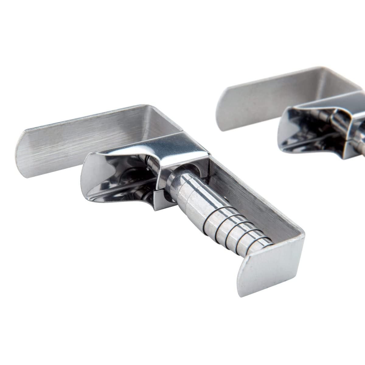 Fackelmann Pinzas Sujeta Manteles Ajustables para Tableros desde 1,8 a 5,4 cm de Grosor, Fijación Fuerte, Acero Inoxidable Resistente y Duradero, Incluye 4 uds