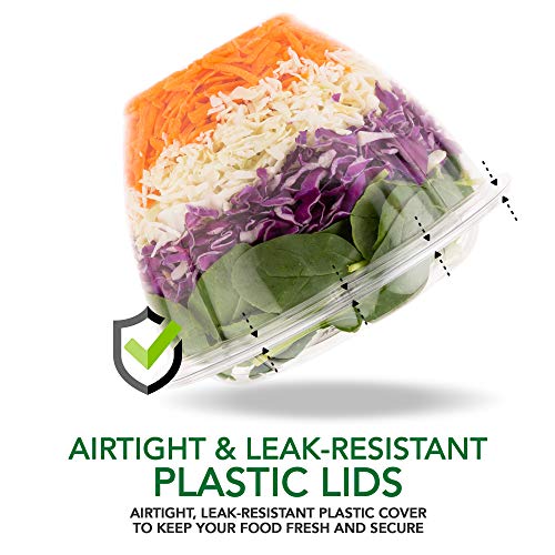 image for Stock Your Home Disposable Salad Bowls with Lids (50 Count) 48 oz. Pla