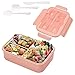 ZENG Lunch Box, Bento Lunchbox pour Adulte Enfant 1400 ml Portable Avec 3 en 1 et Couverts Réutilisable Passe au Micro Ondes Lave-vaisselle pour L'école Travail Pique-niques Voyages