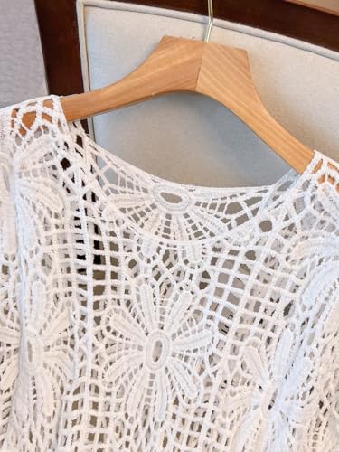 Image of MakeMeChic Women's Plus Size Crochet Boho Tops Summer Vacation Beach Cover Ups Sweater