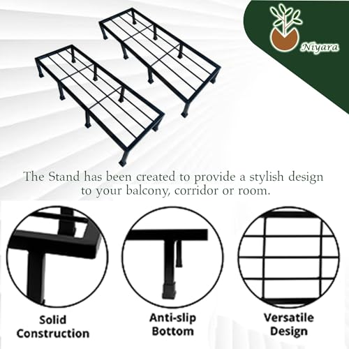 Image of Niyara || Metal Planter Stand || Plant Stand for Pots|| Outdoor Plant Stand (Long 24 inch (Set of 2))