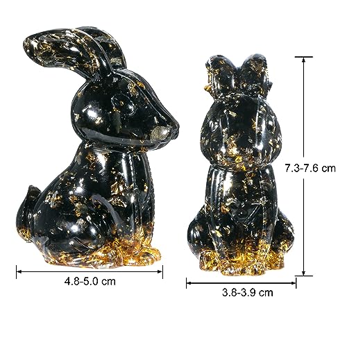 mookaitedecor Black Obsidian Crystal Rabbit Figurine Ornament Home Good Luck Decor - Image 2
