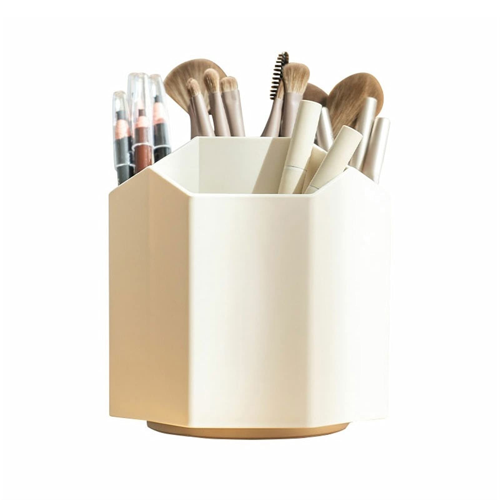 HDBCYUAZ Rotatable Desktop Makeup Brush Storage Bucket Pen Holder Simple Box Eyebrow With Beauty Egg