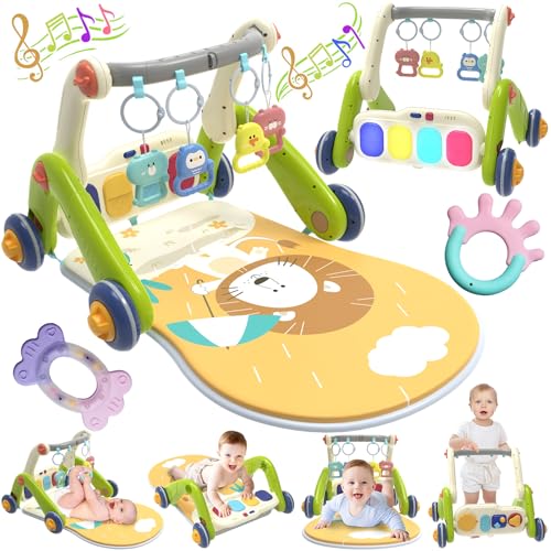 Image of Baby Play Mat Walker, Multifunctional Baby Activity Center with Kick and Play Piano Gym for Baby 0-3-6-9-12 Months, Tummy Time Mat for Walker for Baby Girl boy 6-12 Months(Green)
