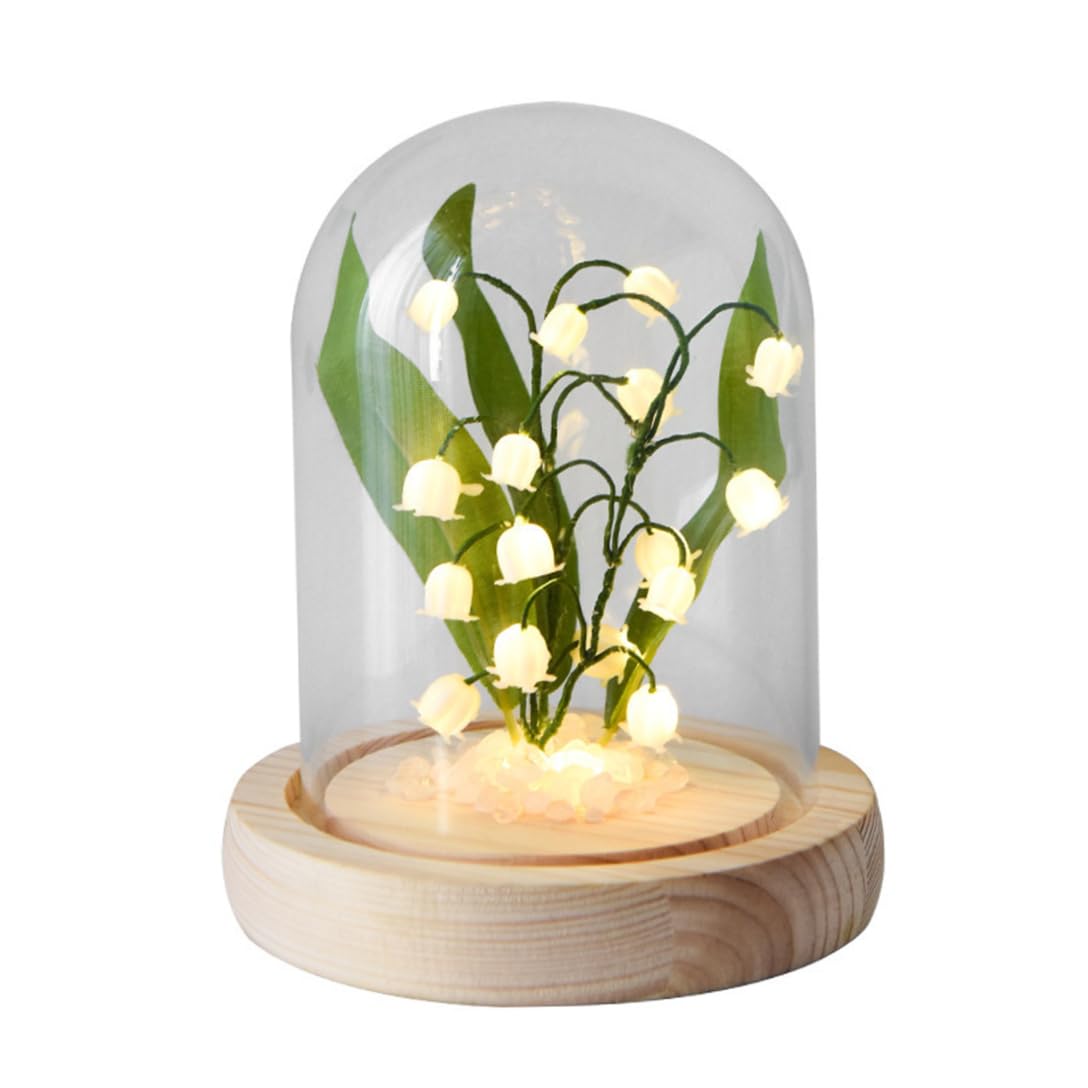 Whyzsjnclg Lily of The Valley Lamp, DIY Lily of The Valley Flower Material Kit Flower Gifts for Women Girls Glass Flowers Night Light for Home Decor