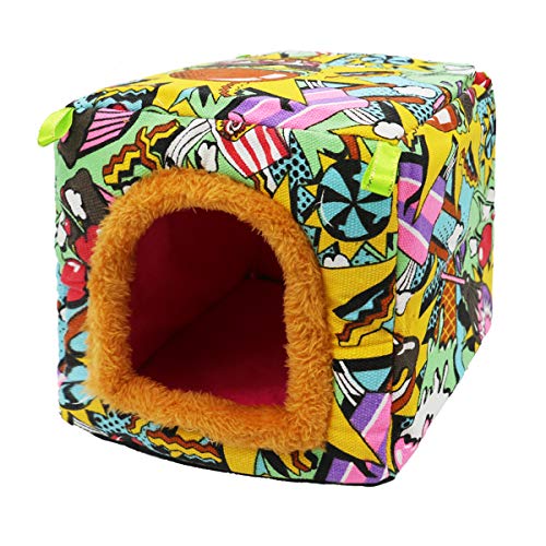 KAMEIOU Small Guinea Pig Rat Hedgehog Small Animal Cage Bed Habitat House Washable Warm Hamster Hedgehog Chinchilla Rat Small Guinea Pig Bedding Habitat Nest Cube Cave for Small Animals Beds