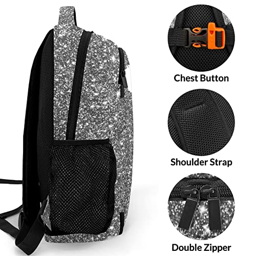Custom Cheerleader Backpack Custom Name Large Capacity Shoulder Bags for Sports Party Bling Sliver Print Simple Cheer4