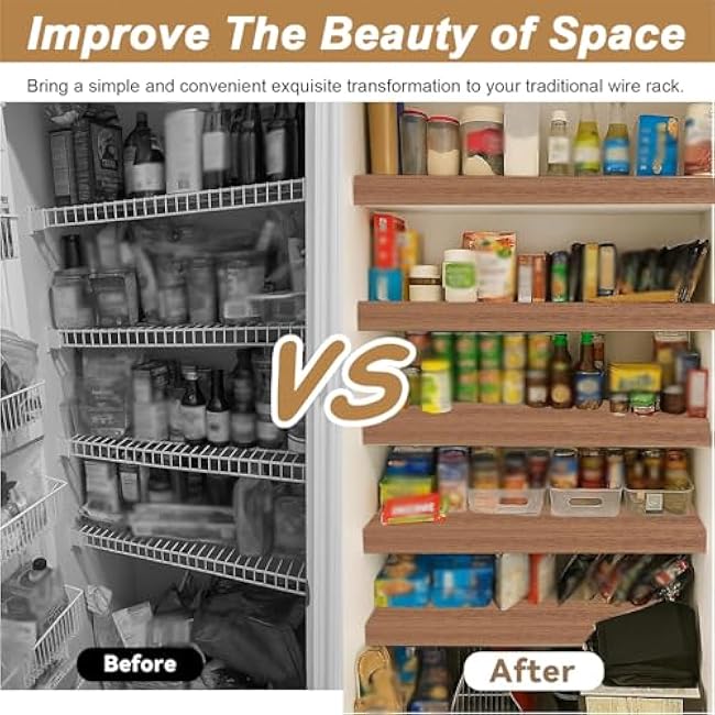 4/6/8 Pack Covers for Wire Shelving, Imitation Wood-Look Wire Rack Cover for Pantry/Closet/Rental Home, Waterproof & Cuttable PVC Composite Sheet(4 Tier,58x16in (147x41cm))