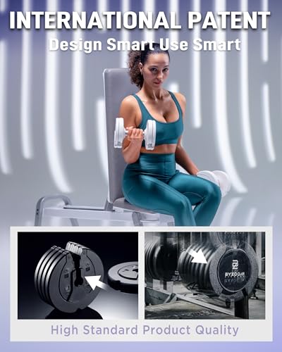 Image of BYZOOM FITNESS Pure Series Adjustable Dumbbell - 12.5 /25 /27.5 /50 /55 /75lb - ONE UNIT OR PAIR(check QTY before purchase) - 5-in-1 / 10-in-1 / 15-in-1 / 21-in-1 Flexible Hand Weights for Home Apartment Garage Gym, Strength Training & Fitness Workouts, White OR Black
