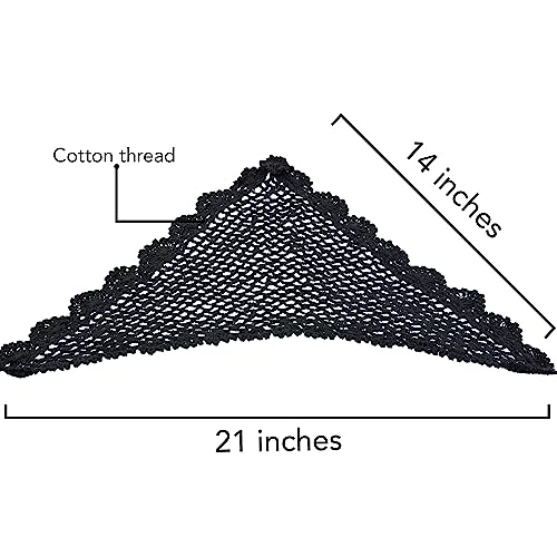 AeraVida Summer Festival Black and Brown Crochet Beach Bandana Cotton Hair Scarf | Boho Chic Handmade Cotton Kerchief3