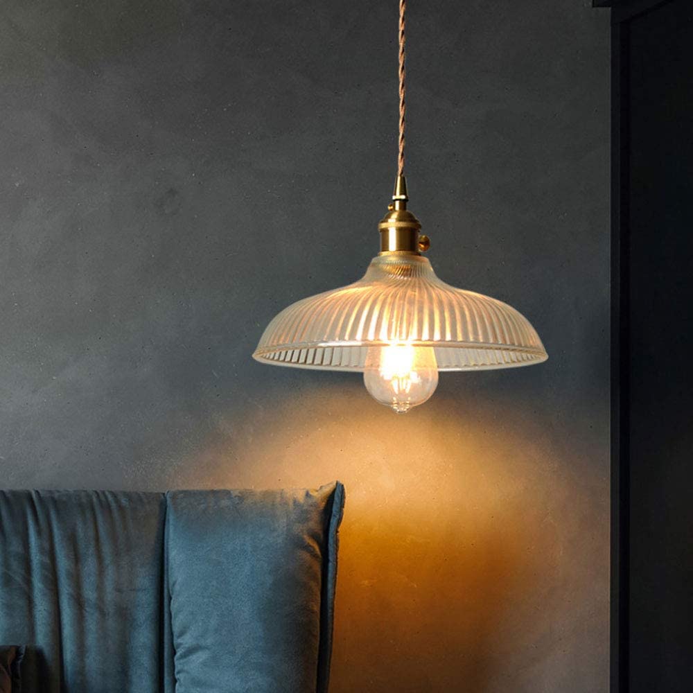 Cały miedziany mały żyrandol, lampy retro oświetlenie szkła przemysłowe retro lampka wisząca, 1 światło przemysłowe wyposażenie oświetleniowe z odcieniem szklanym, regulowana wysokość
